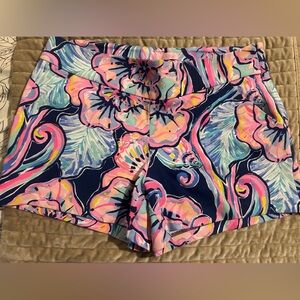 Lilly Pulitzer Size 8 Knit Side Zip Shorts Blue Pink